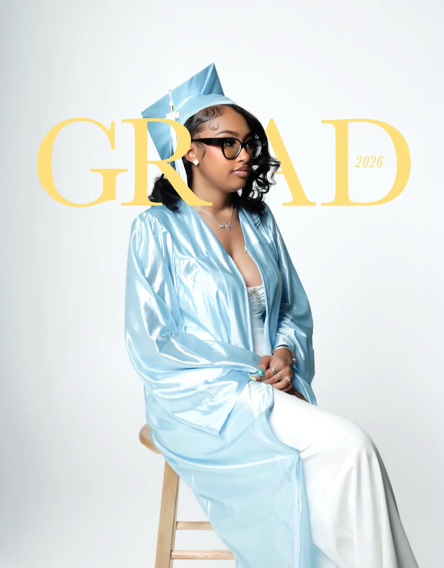 Graduation portrait in cap and gown